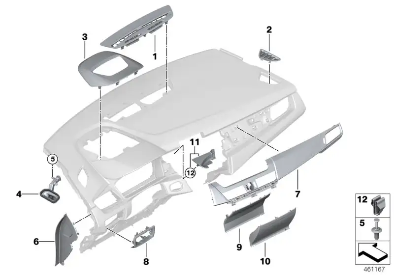 BMW Blende I-Tafel oxidsilber Beifahrer F45 F46 51459317382