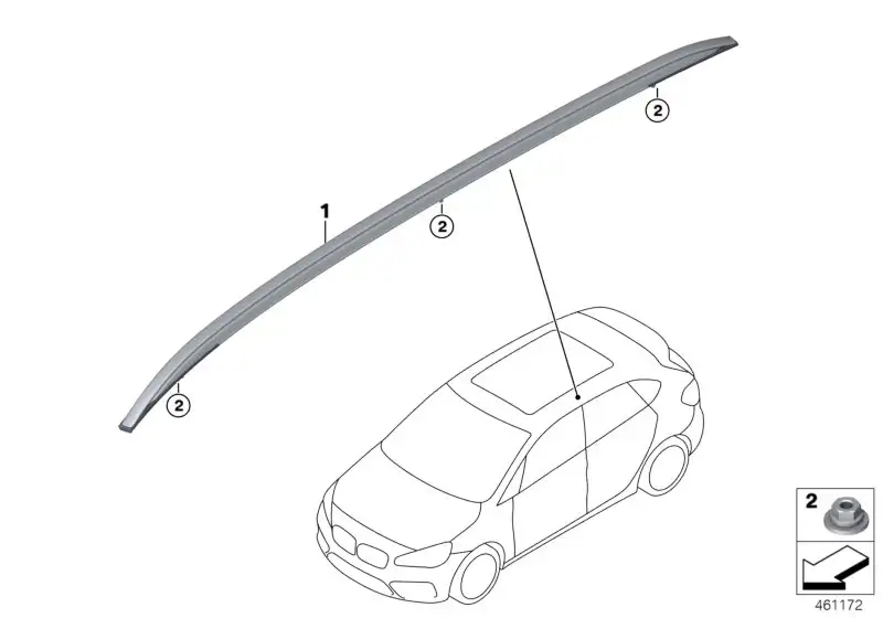 BMW Dachreling silber satiniert rechts F45 51137322400