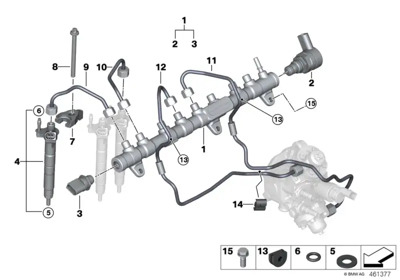 BMW Hochdruckleitung G01 G02 G05 G06 G07 G11 G12 G14 G15 G16 G20