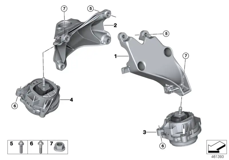 BMW Motortragbock rechts F30 F31 F32 F33 F34 F36 22116859012 - 1e