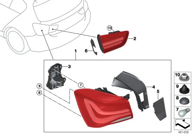 BMW Heckleuchte Heckklappe rechts F20 F21 63217456504 - 1er F20,