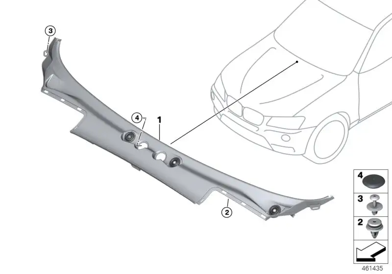 BMW Abdeckung Windlauf F25 F26 51717206135 - Bildposition 01