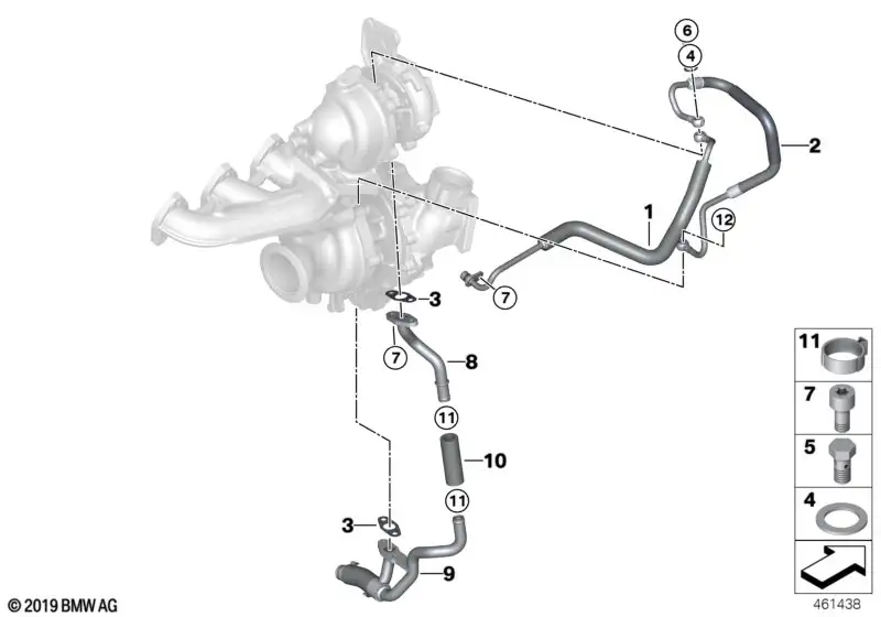 BMW Ölleitung Vorlauf niederverdichtet F15 F20 F21 F22 F23 F30 F3