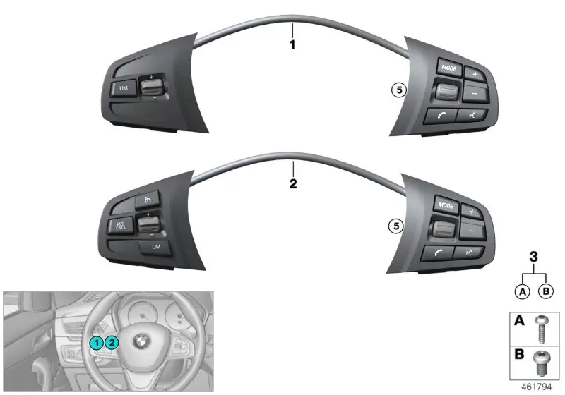 BMW Schalter Lenkrad Multifunktion F39 F45 F46 F48 61319360510 -