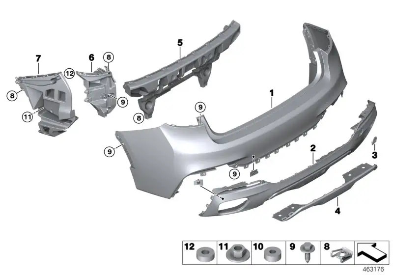 BMW Verkleidung Stossfänger grundiert hinte F16 51128065888 - X6