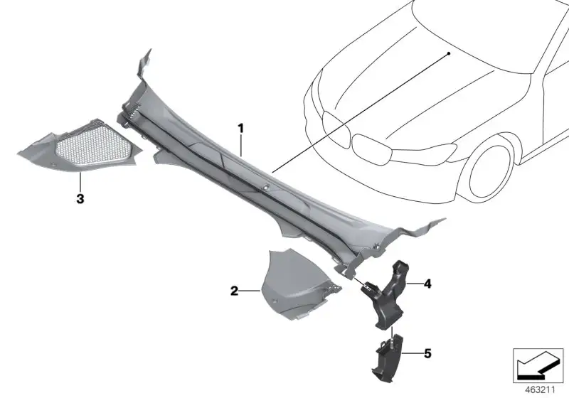 BMW Abdeckung Windlauf Teil 2 F90 G30 G31 51717388715 - Bildposit