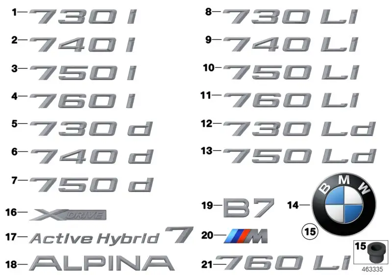 BMW Schriftzug F01 F02 51147263598