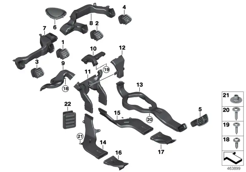 BMW Frischluftgrill Mitte links F54 64229305681 - Bildposition 01