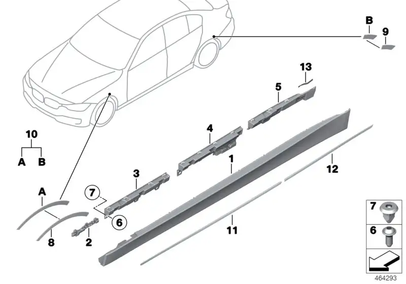 BMW Schwellerverkleidung grundiert links F30 F31 51777312751 - 3e