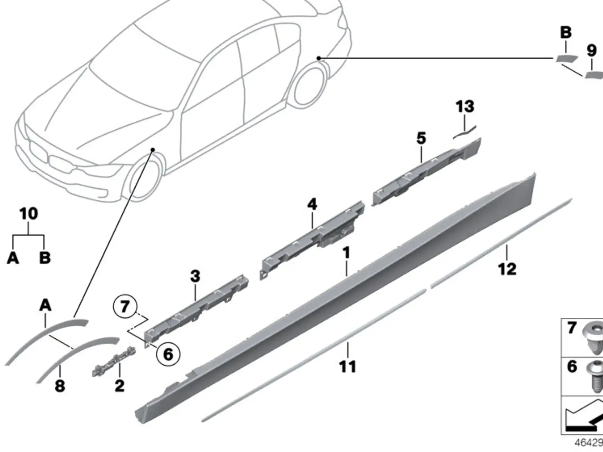 BMW Schwellerverkleidung grundiert rechts F30 F31 51777312752