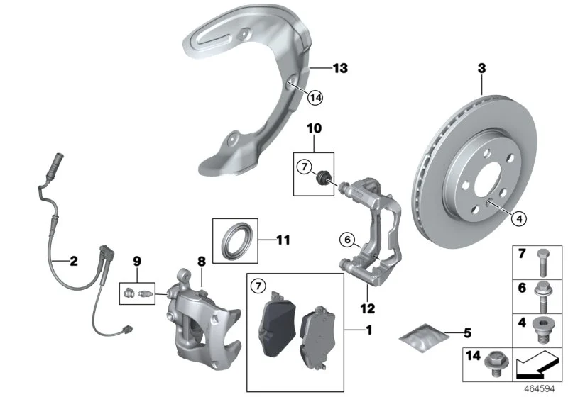 BMW Reparatursatz Bremsbeläge asbestfrei F39 F20 F44 F45 F46 F48 F54 F55 F56 F57 F60 34106860019