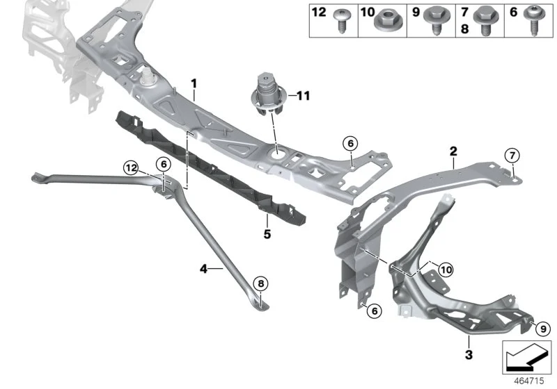 BMW Stütze rechts F55 F56 F56E F57 51647307874