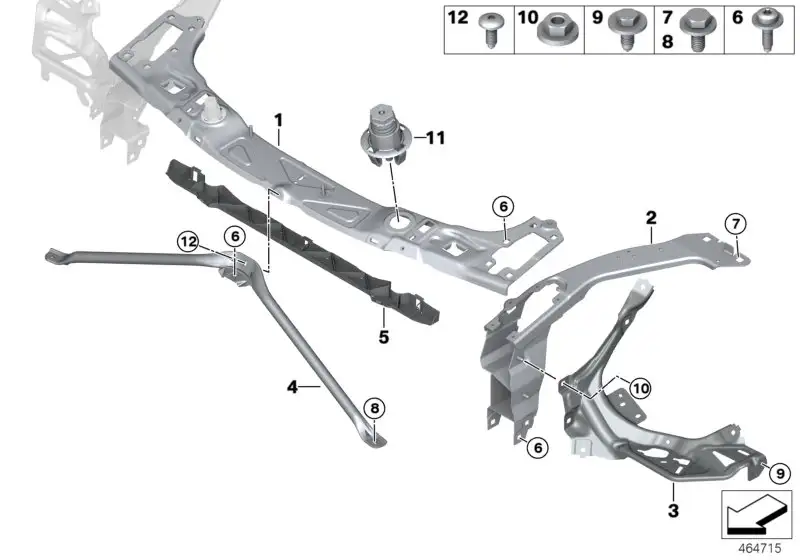 BMW Stütze rechts F55 F56 F56E F57 51647307874 - Bildposition 02