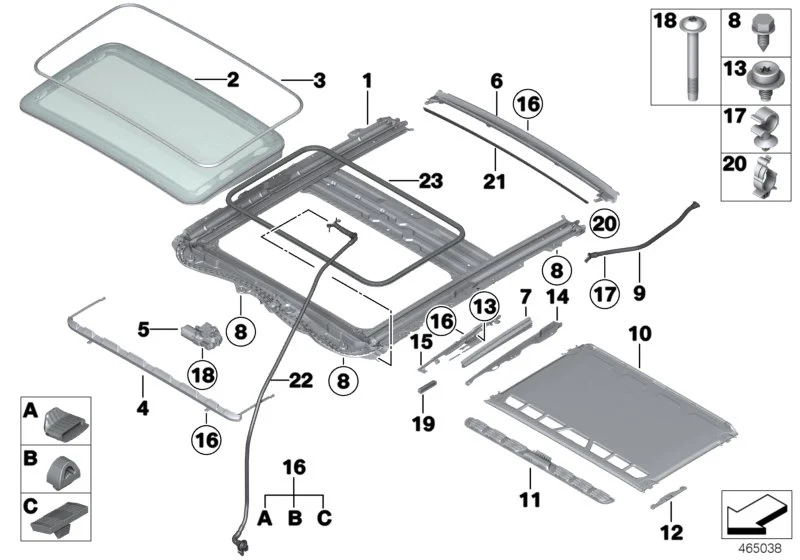 BMW Dichtung Deckel Schiebehebedach Umlauf. F20 F21 F22 F26 F30 F32 F36 F80 F82 F87 F87N 54137344553