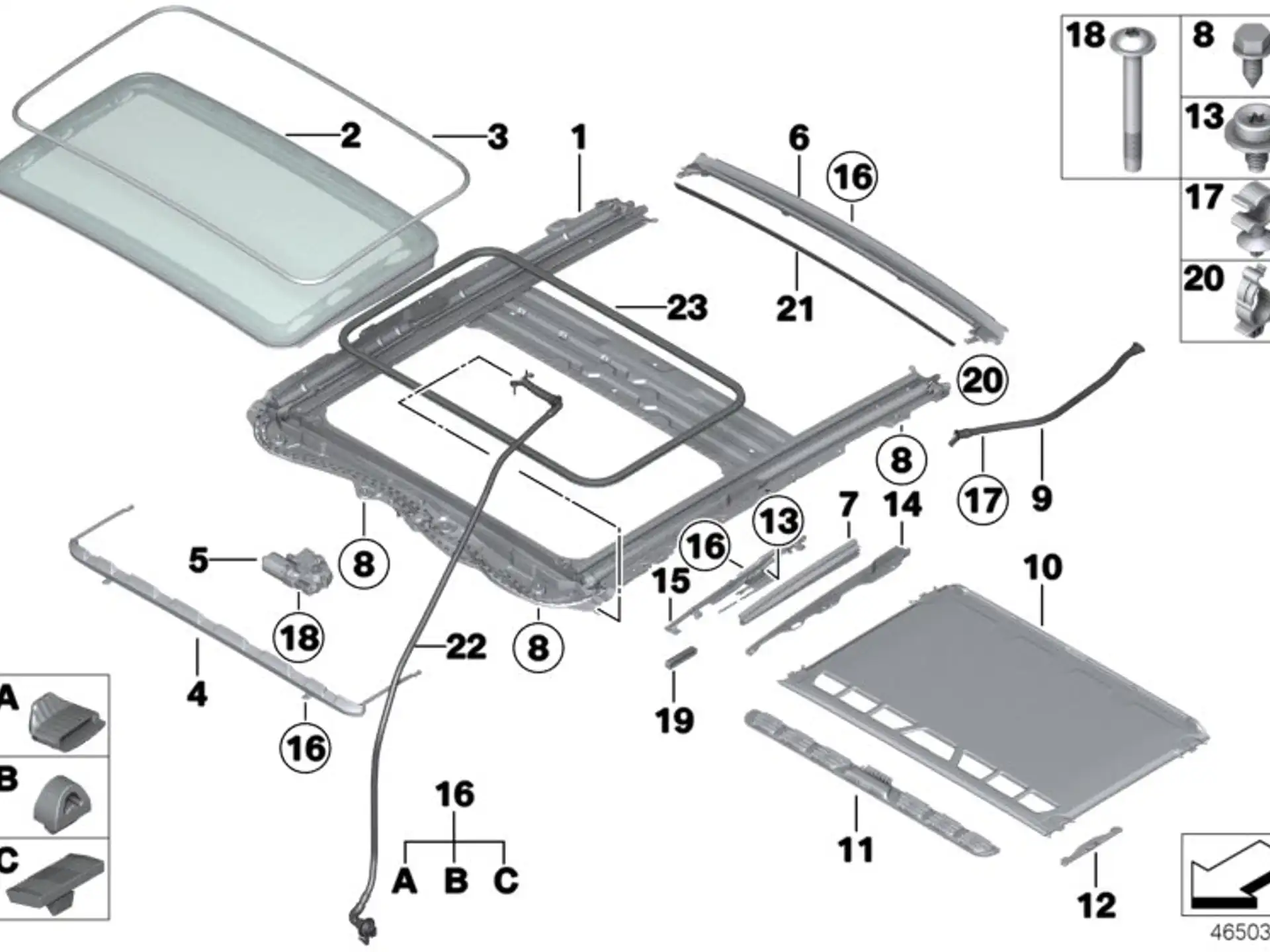 BMW Dichtung Deckel Schiebehebedach Umlauf. F20 F21 F22 F26 F30 F32 F36 F80 F82 F87 F87N 54137344553