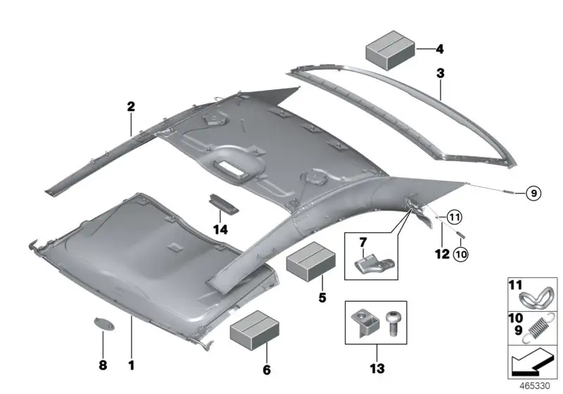 BMW Innenhimmel Dachschale Mitte F33 F83 54377313151 - 4er F33 Ca