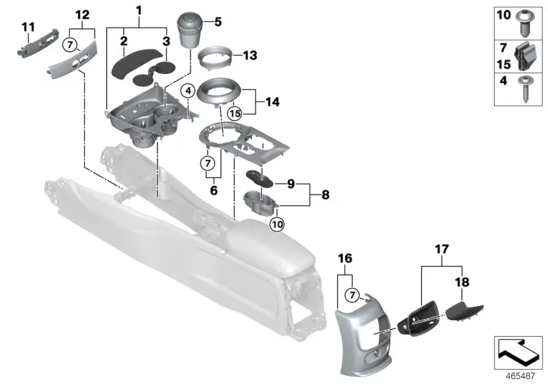 BMW Einlegematte Getränkehalter F54 F60 51169325492 - Bildpositio
