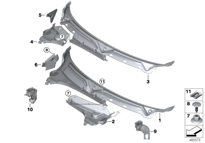 BMW Abdeckung Windlauf F55 F56 F56E F57 51717301014