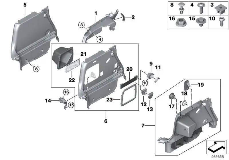 BMW Verkleidung Gepäckraum rechts F54 51477360774