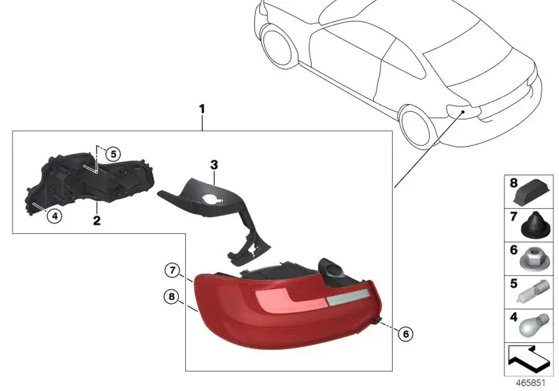 BMW Heckleuchte rechts 63217295428 - 2er F23 Cabrio, 2er F22 Coup