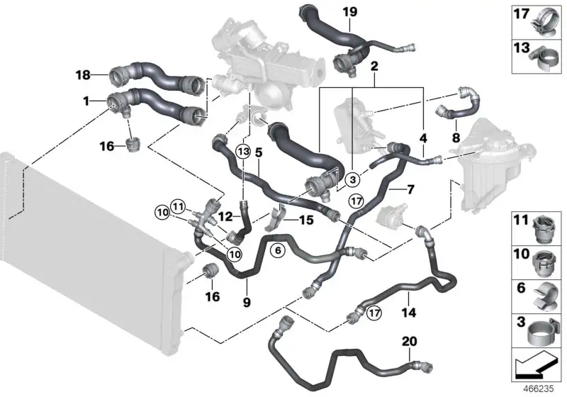 BMW Schlauchhalter E70 E71 E84 E85 E86 E89 F01 F02 F06 F07 F10 F1