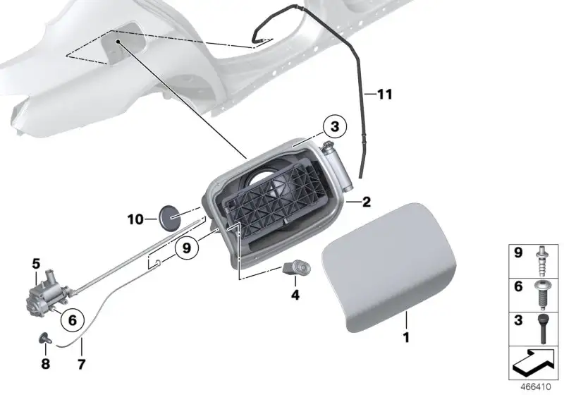 BMW Stellantrieb Einfüllklappe F01 F02 F04 F10 67117200674 - 5er