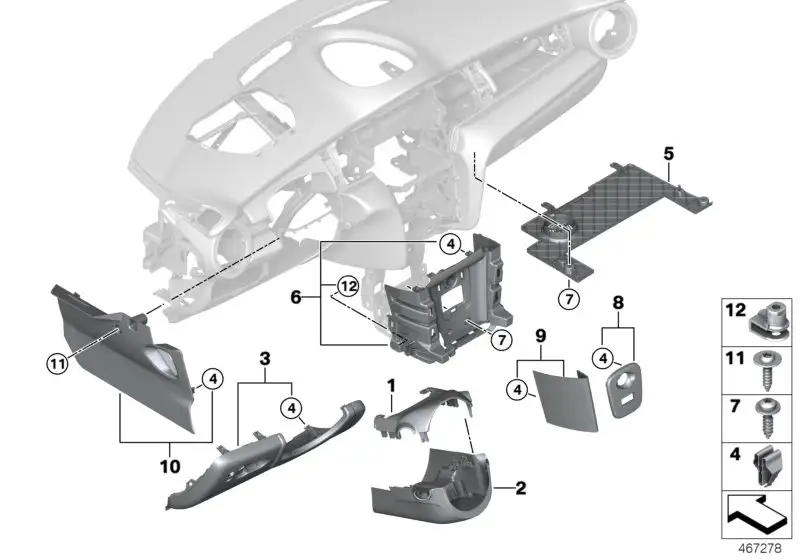 BMW Verkleidung Fussraum Beifahrer F55 F56 F56E F57 51459301545 -