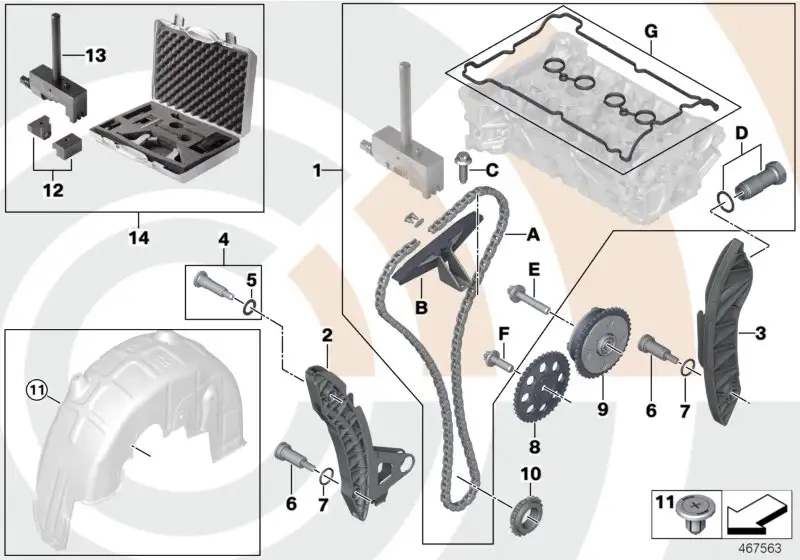 BMW Reparatursatz offene Steuerkette oben R55 R56 R57 R58 R59 113