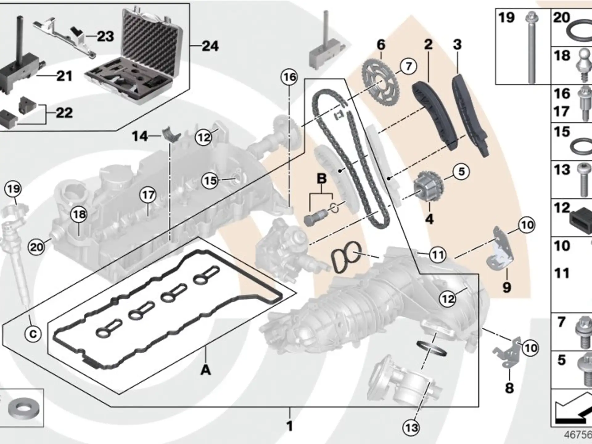 BMW Reparatursatz offene Steuerkette oben E60 E61 E81 E82 E83 E84 E87 E88 E90 E91 E92 E93 11312365578