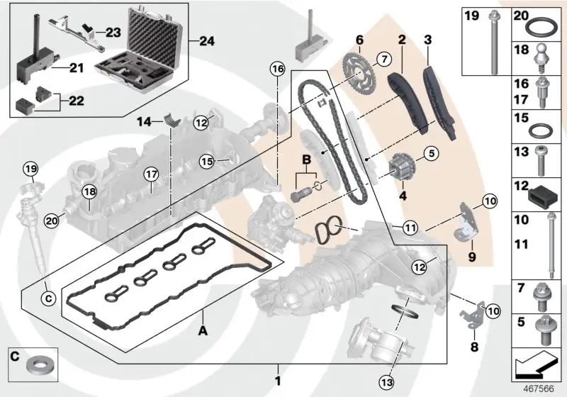 BMW Reparatursatz offene Steuerkette oben E60 E61 E81 E82 E83 E84