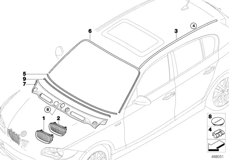 BMW Ziergitter Chromrahmen rechts E81 E82 E87 E88 51137166440 - 1