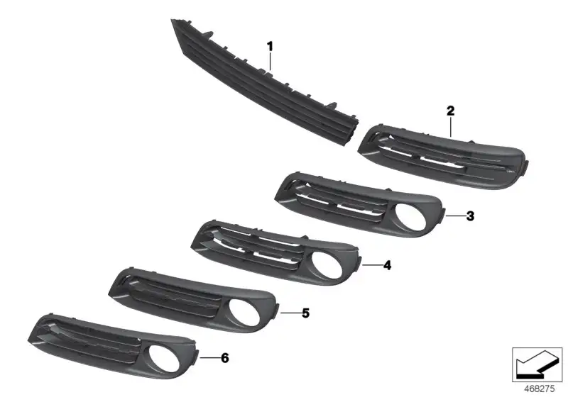 BMW Gitter Lufteinlass Mitte F10 F11 51117331724 - 5er F10, 5er F