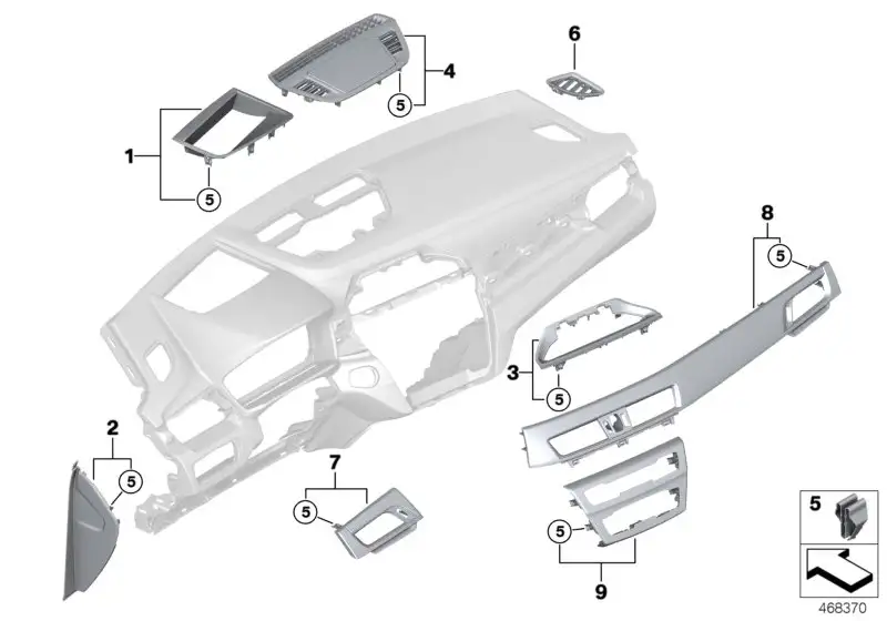 BMW Blende I-Tafel Alu Längsschliff Beifahr F39 F48 51459332230 -