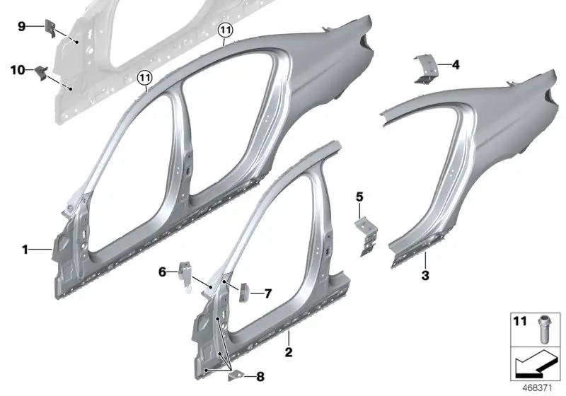 BMW Seitenwand hinten rechts G12 41007413220