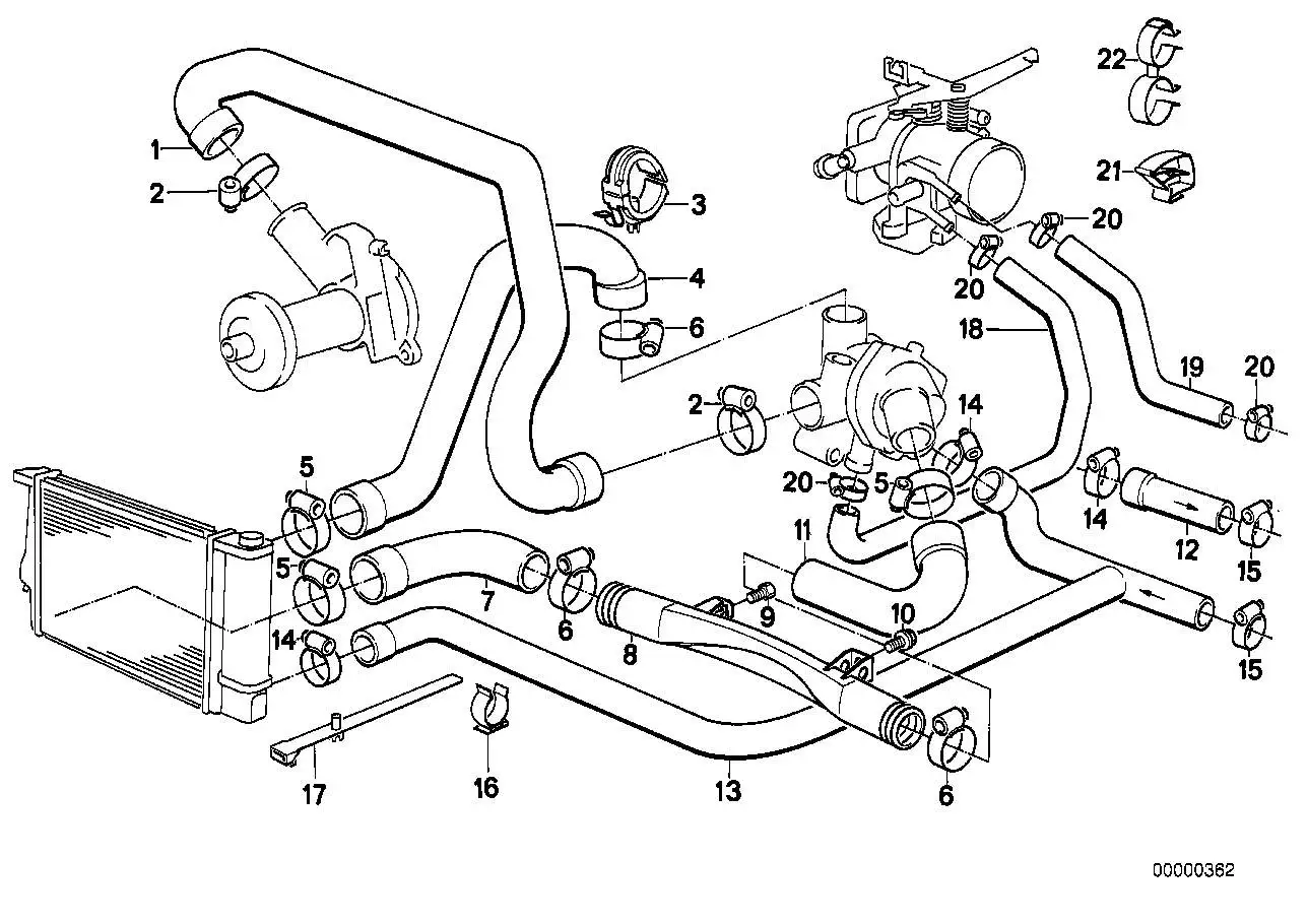 BMW Wasserschlauch E34 11531722214 - 5er E34