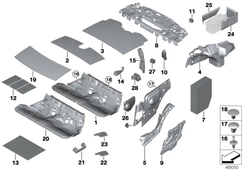BMW Schallisolierung Tür hinten links F36 51487410007