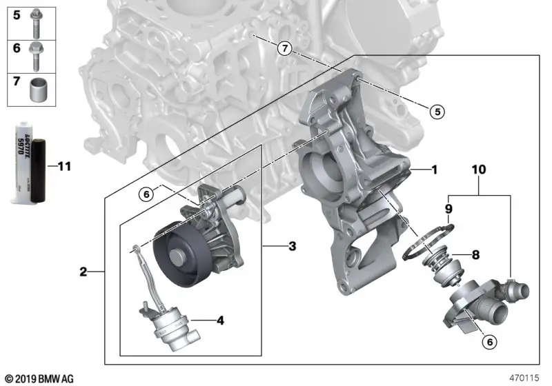 BMW Kühlmittelpumpe F45 F46 F48 F54 F60 11518591070 - Bildpositio
