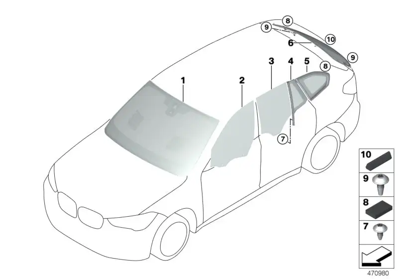BMW Frontscheibe grün Regensensor F48 51317350601 - Bildposition