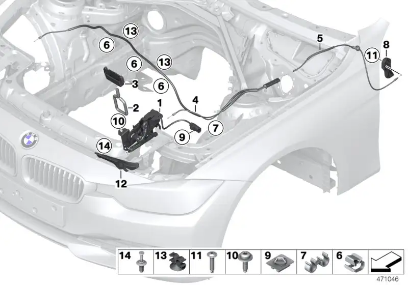 BMW Abdeckung Schloss links F34 51117384335