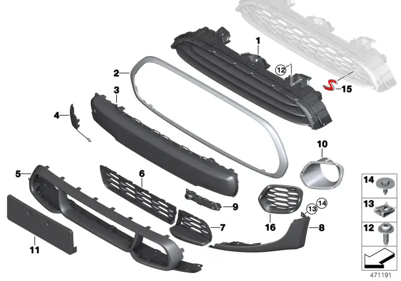 BMW Blende Lufteinlass rechts F56 F57 51117365142