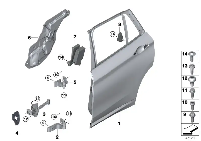 BMW Dichtung Türbremse hinten links F39 F48 51227476203 - X1 F48,