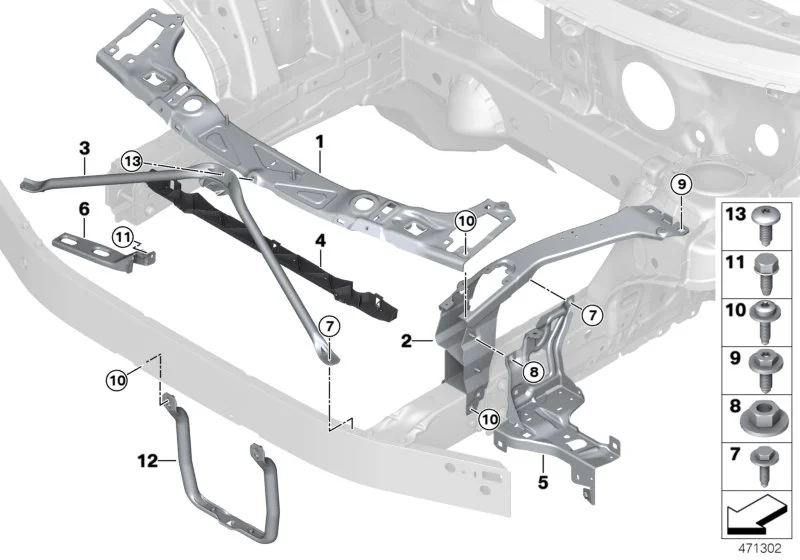 BMW Abdichtung Kühler oben F39 F45 F46 F48 F54 F55 F56 F56E F57 F60 51647347596