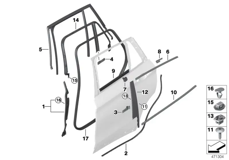 BMW Schachtabdeckung aussen Tür hinten li. 51357410463 - Bildposi
