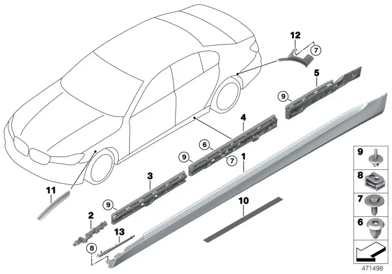 BMW Schwellerverkleidung grundiert links 51777408299 - Bildpositi