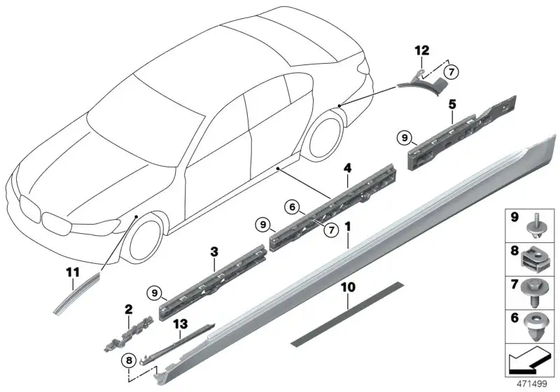 BMW Schwellerverkleidung grundiert links G12 51778064983 - 7er G1
