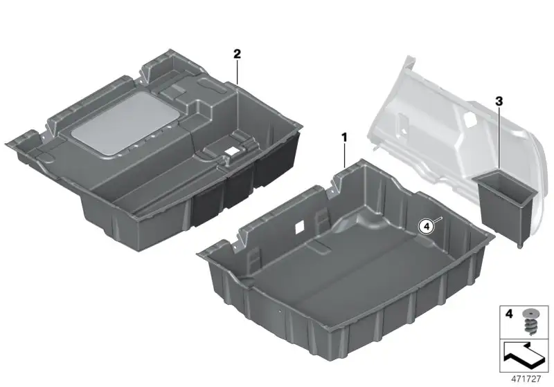 BMW Ablagewanne Gepäckraumboden F48 51477425350