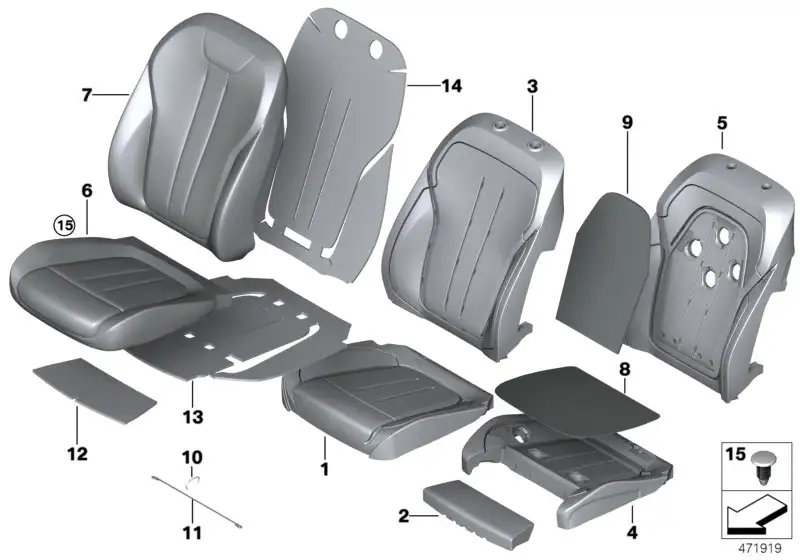 BMW Schaumteil Komfortsitz F15 F16 52107303530 - Bildposition 01