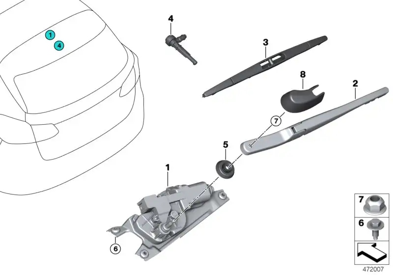 BMW Wischermotor Heckscheibe F39 F46 F48 61627356220