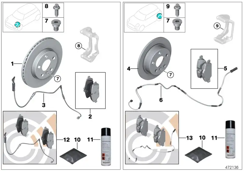 BMW Bremsscheibe belüftet R55 R56 R57 R58 R59 34116858651 - MINI