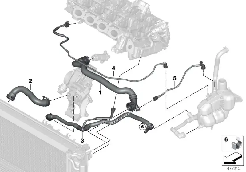 BMW Schlauch Kühler oben-Thermostat F39 F45 F46 F48 F54 F55 F56 F